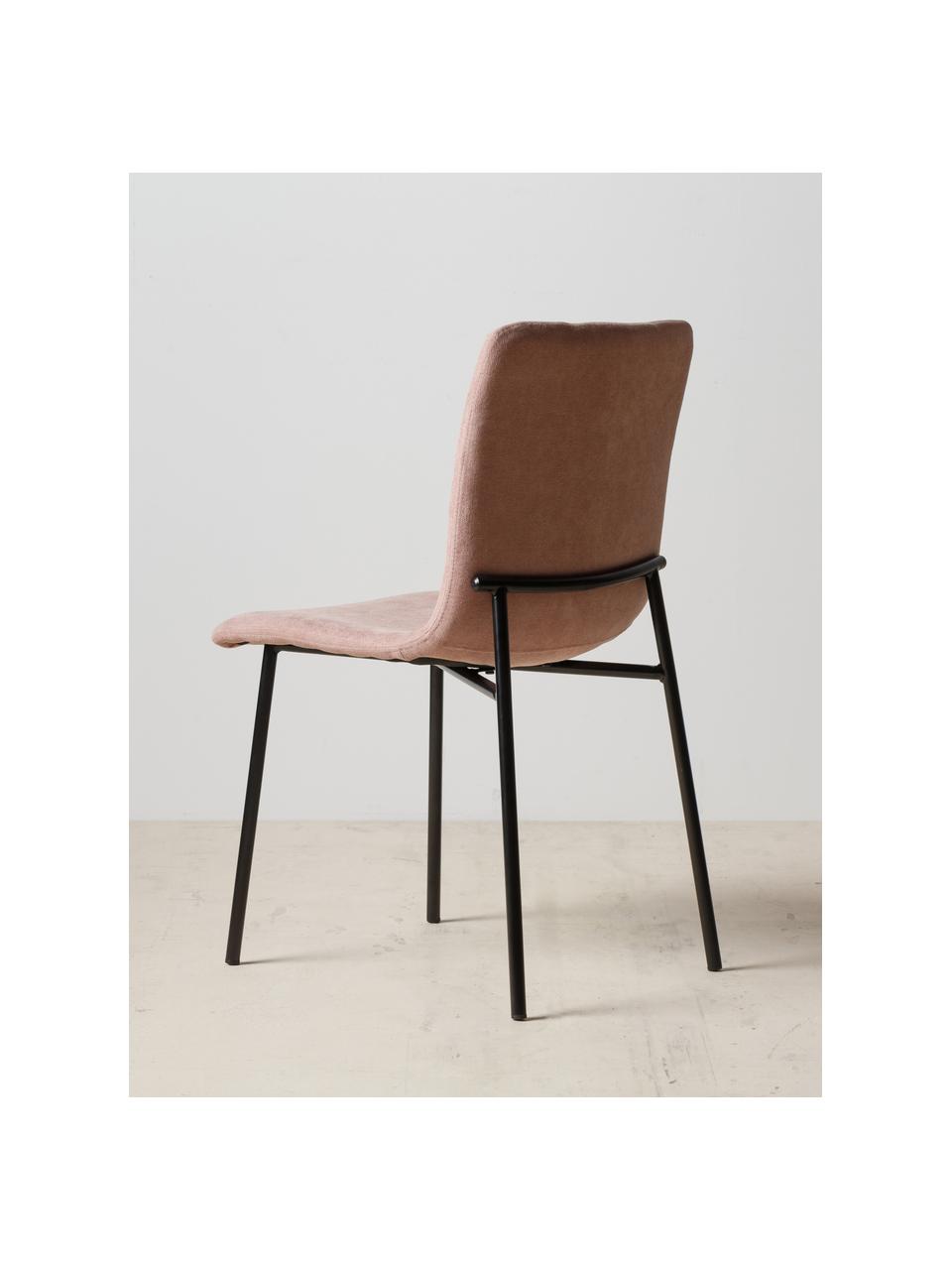 Krzesło tapicerowane Sofia, Tapicerka: 100% poliester, Nogi: metal, Blady różowy, czarny, S 55 x G 45 cm