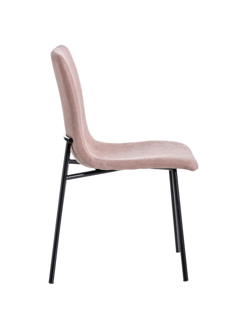 Krzesło tapicerowane Sofia, Tapicerka: 100% poliester, Nogi: metal, Blady różowy, czarny, S 55 x G 45 cm