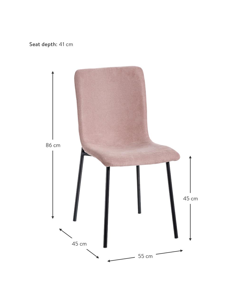 Sedia imbottita Sofia, Rivestimento: 100% poliestere, Gambe: metallo, Rosa, nero, Larg. 55 x Prof. 45 cm