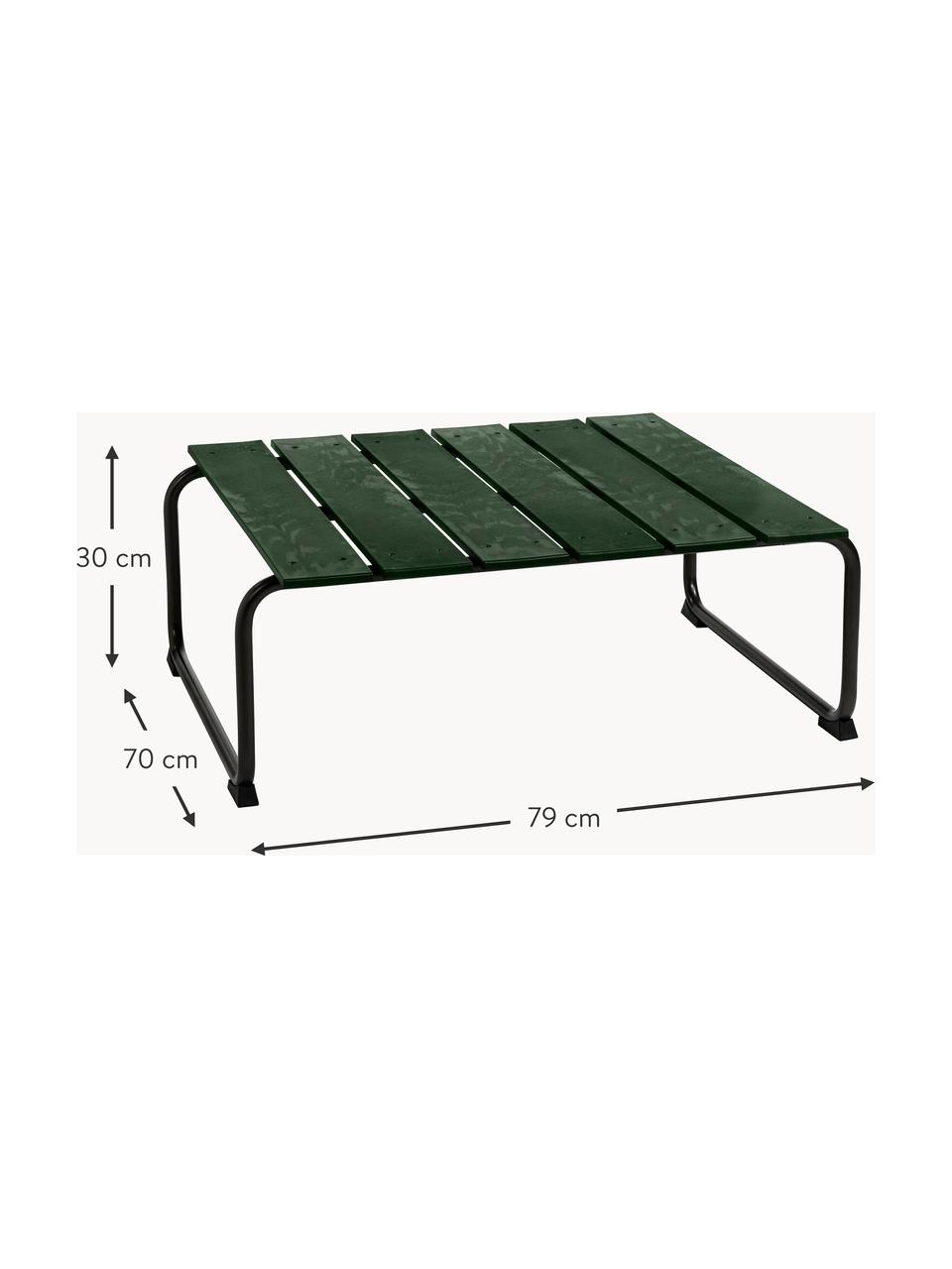 Handgemaakte tuintafel Ocean, Frame: gerecycled staal, gecoat, Tafelblad: gerecycled zeeafval, Donkergroen, zwart, B 79 x D 70 cm