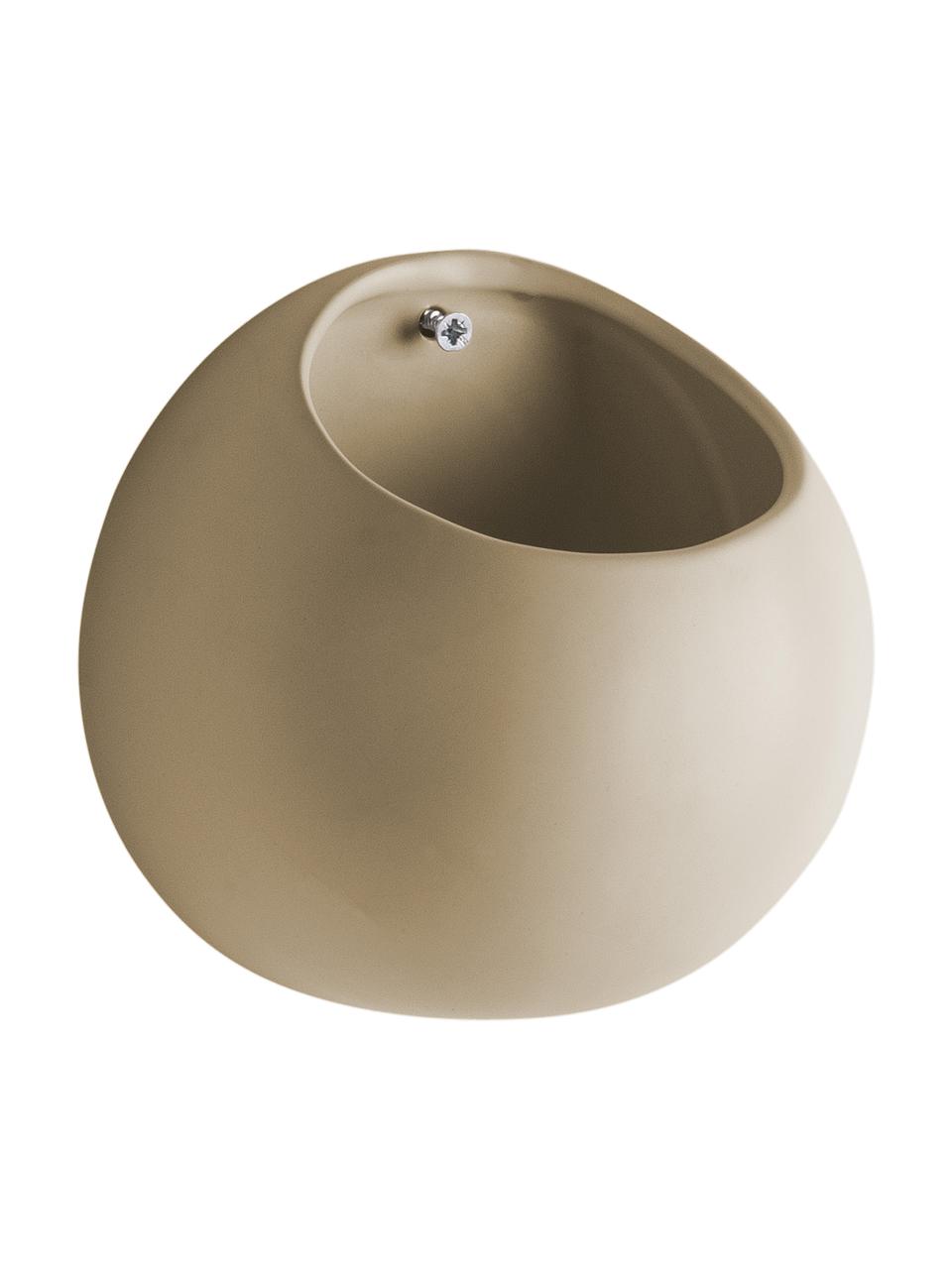 Kleine wandplantenpot Globe van keramiek, Keramiek, Beige, Ø 15  x H 15 cm