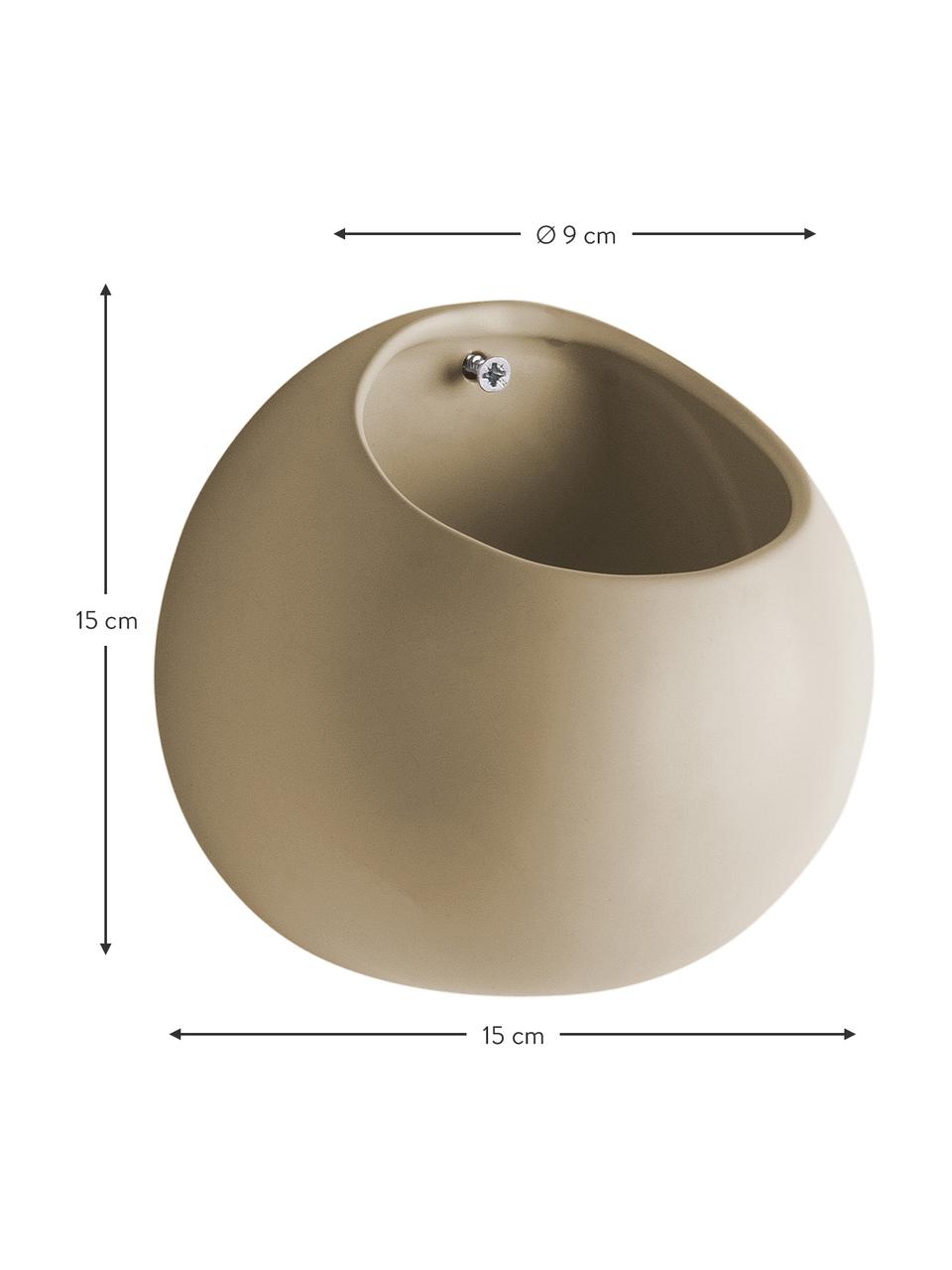 Kleine wandplantenpot Globe van keramiek, Keramiek, Beige, Ø 15  x H 15 cm