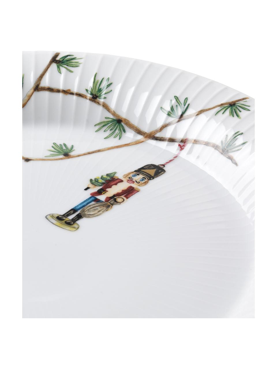Platos llanos navideños artesanales Hammershøi, 4 uds., Porcelana, Blanco, multicolor, Ø 27 cm