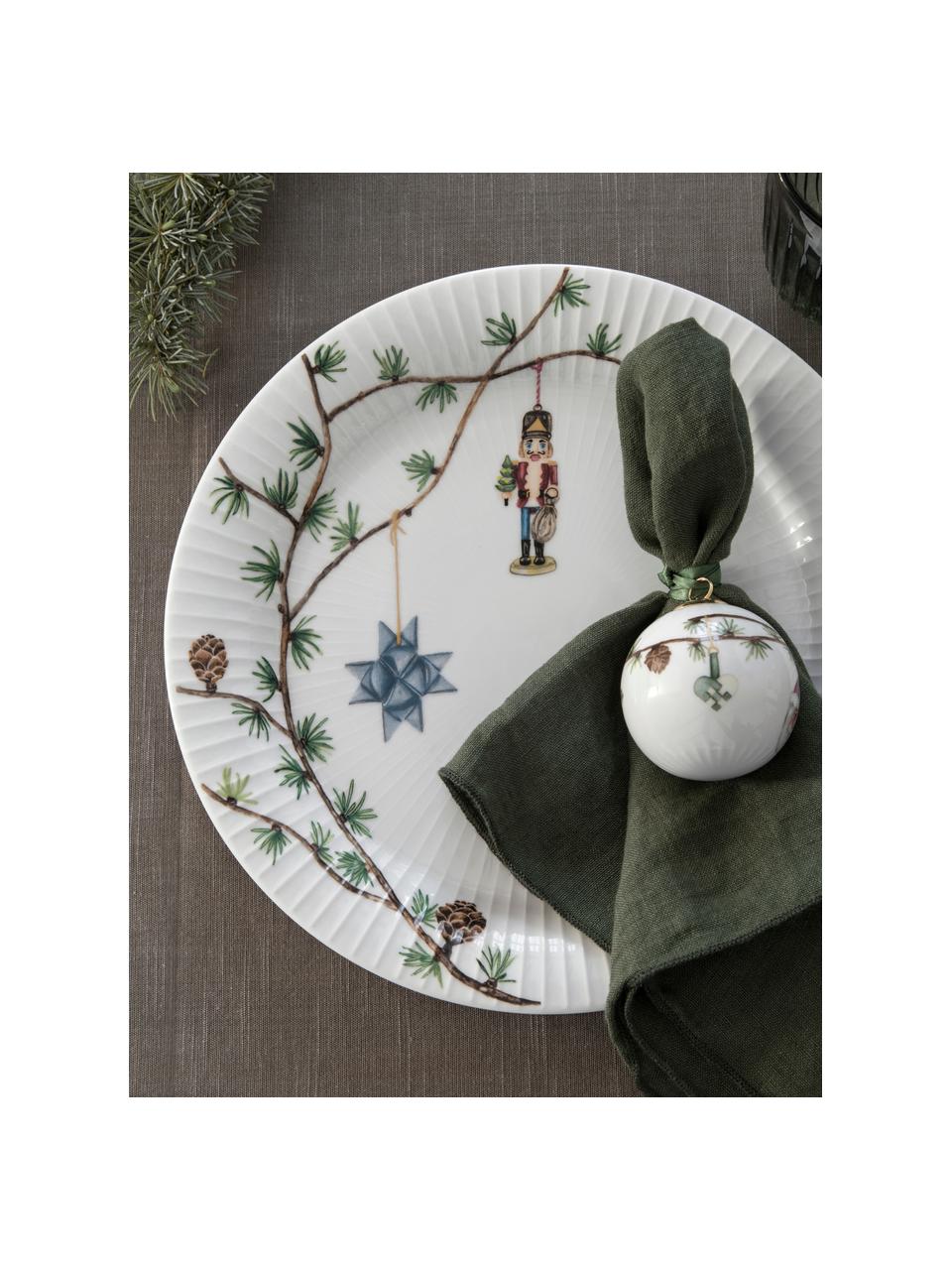 Assiettes de Noël peintes à la main Hammershøi, 4 pièces, Porcelaine, Blanc, multicolore, Ø 27 cm