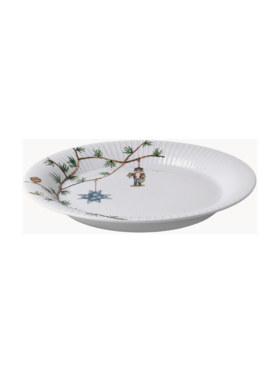 Assiettes de Noël peintes à la main Hammershøi, 4 pièces, Porcelaine, Blanc, multicolore, Ø 27 cm