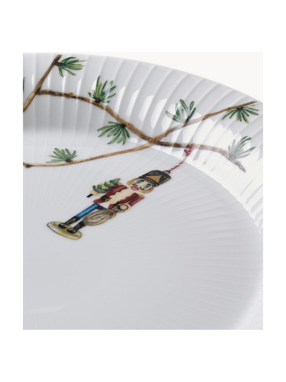 Assiettes de Noël peintes à la main Hammershøi, 4 pièces, Porcelaine, Blanc, multicolore, Ø 27 cm