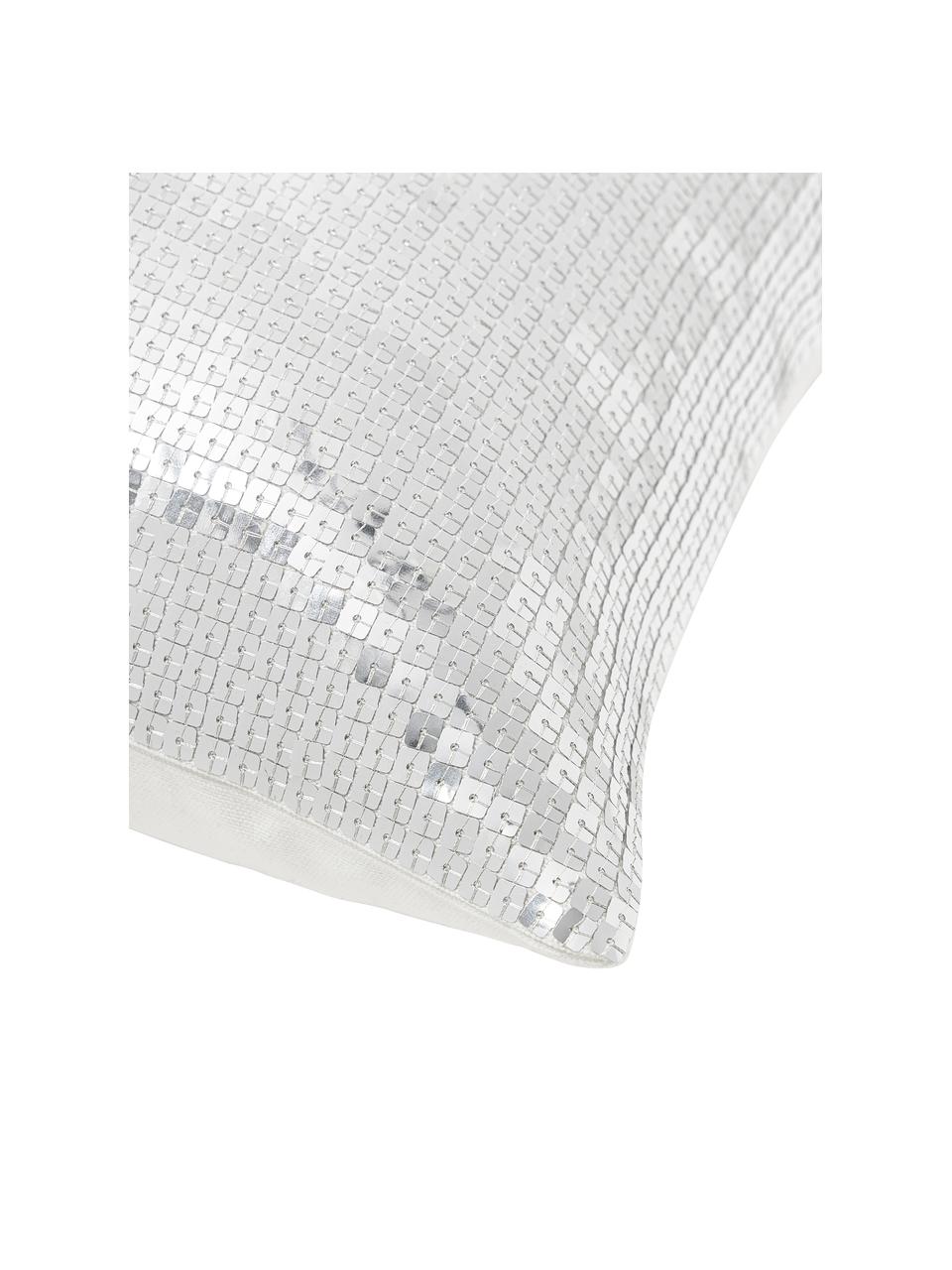 Housse de coussin avec paillettes Dafne, Couleur argentée, larg. 45 x long. 45 cm