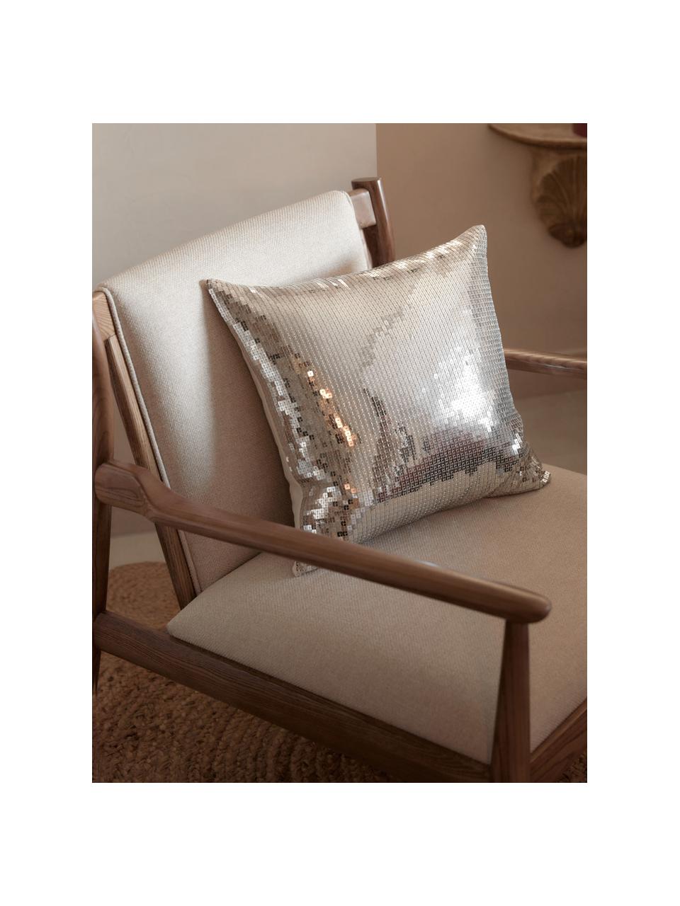 Poszewka na poduszkę z cekinami Dafne, Odcienie srebrnego, S 45 x D 45 cm
