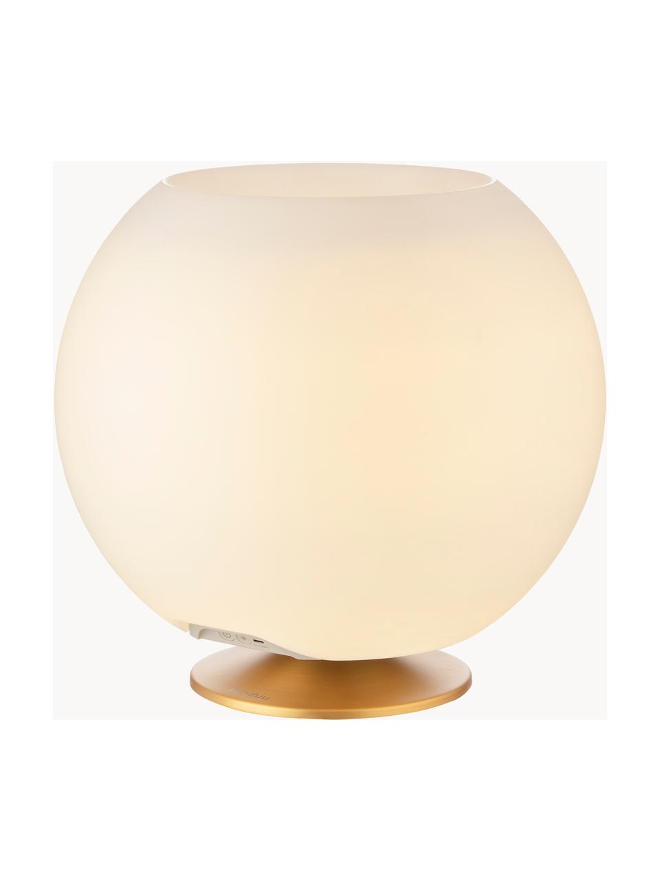 Lampa stołowa LED z funkcją przyciemniania i głośnikiem Bluetooth Sphere, Biały, odcienie złotego, Ø 38 x 36 cm