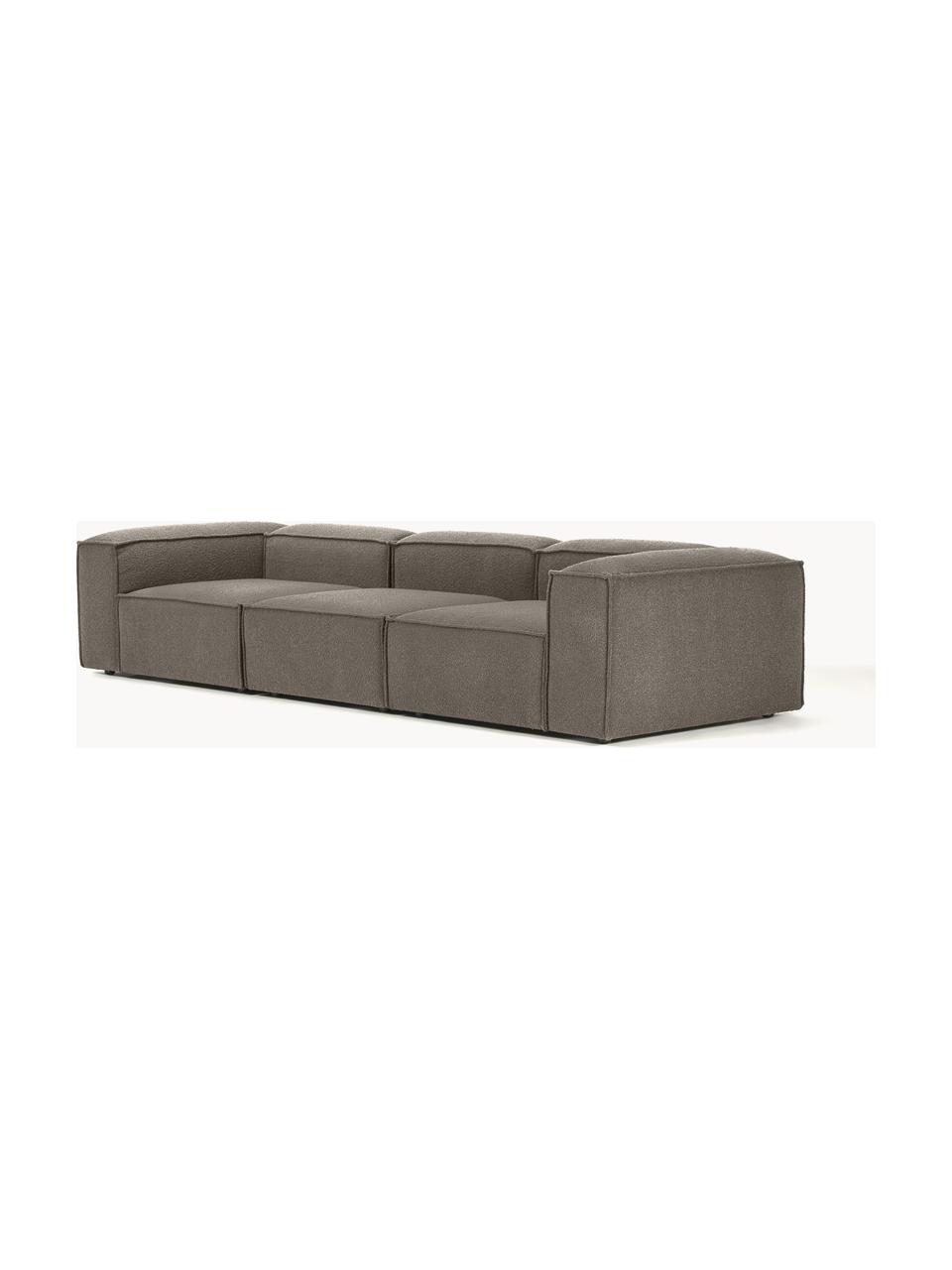 Sofa modułowa Bouclé Lennon (4-osobowa), Tapicerka: Bouclé (100% poliester) D, Stelaż: lite drewno sosnowe, skle, Nogi: tworzywo sztuczne Ten pro, Greige Bouclé, S 327 x W 119 cm