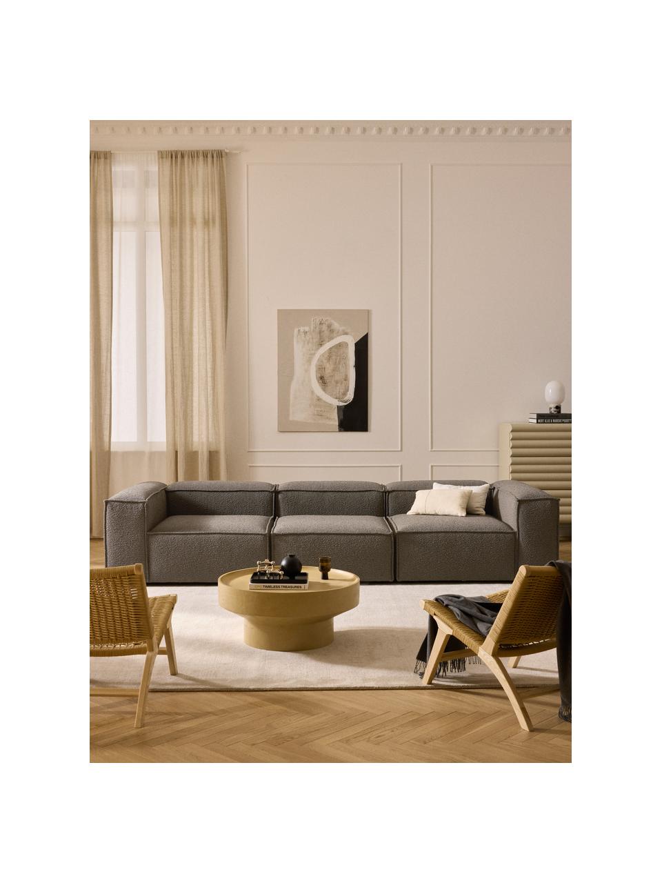 Modulares Sofa Lennon (4-Sitzer) aus Bouclé, Bezug: Bouclé (100 % Polyester) , Gestell: Massives Kiefernholz, Spe, Bouclé Greige, B 327 x T 119 cm