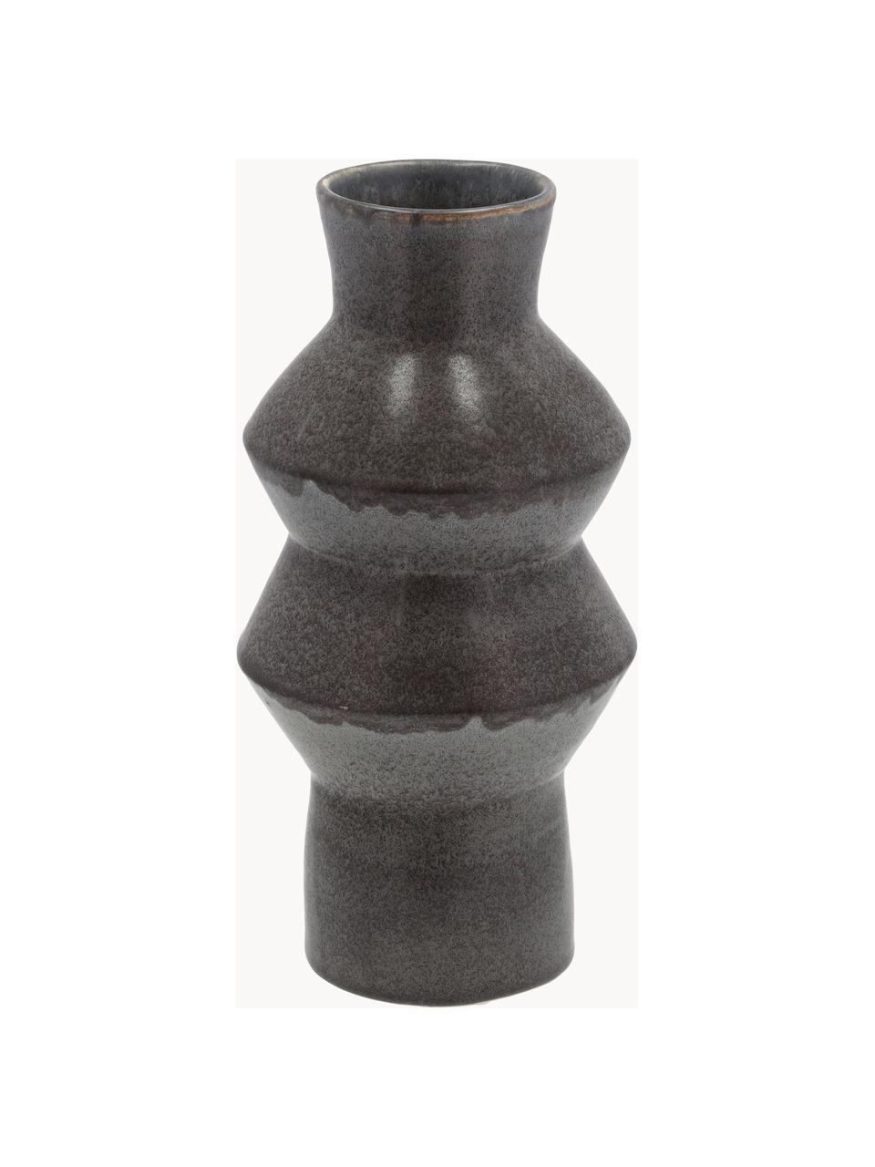 Vase Rost, H 30 cm, Steingut, Taupe, Ø 14 x H 30 cm