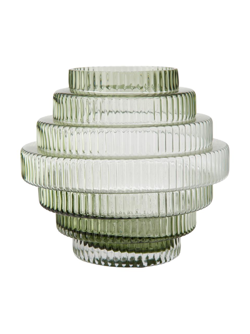 Vaso di design Rilla, Vetro, Verde, Ø 16 x Alt. 16 cm