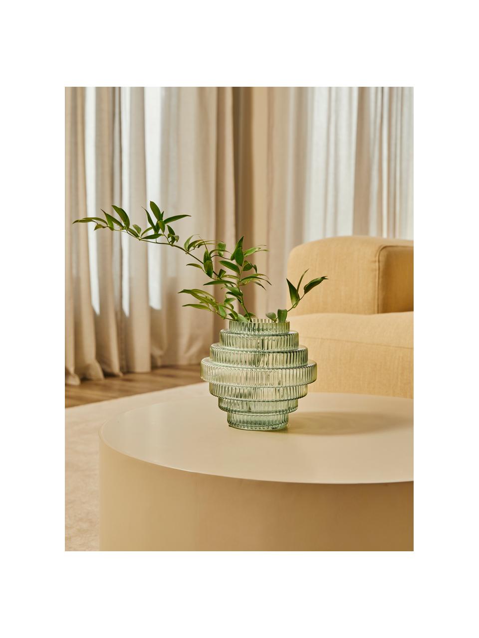 Vase design reflets verts Rilla, Verre, Vert, transparent, Ø 16 x haut. 16 cm