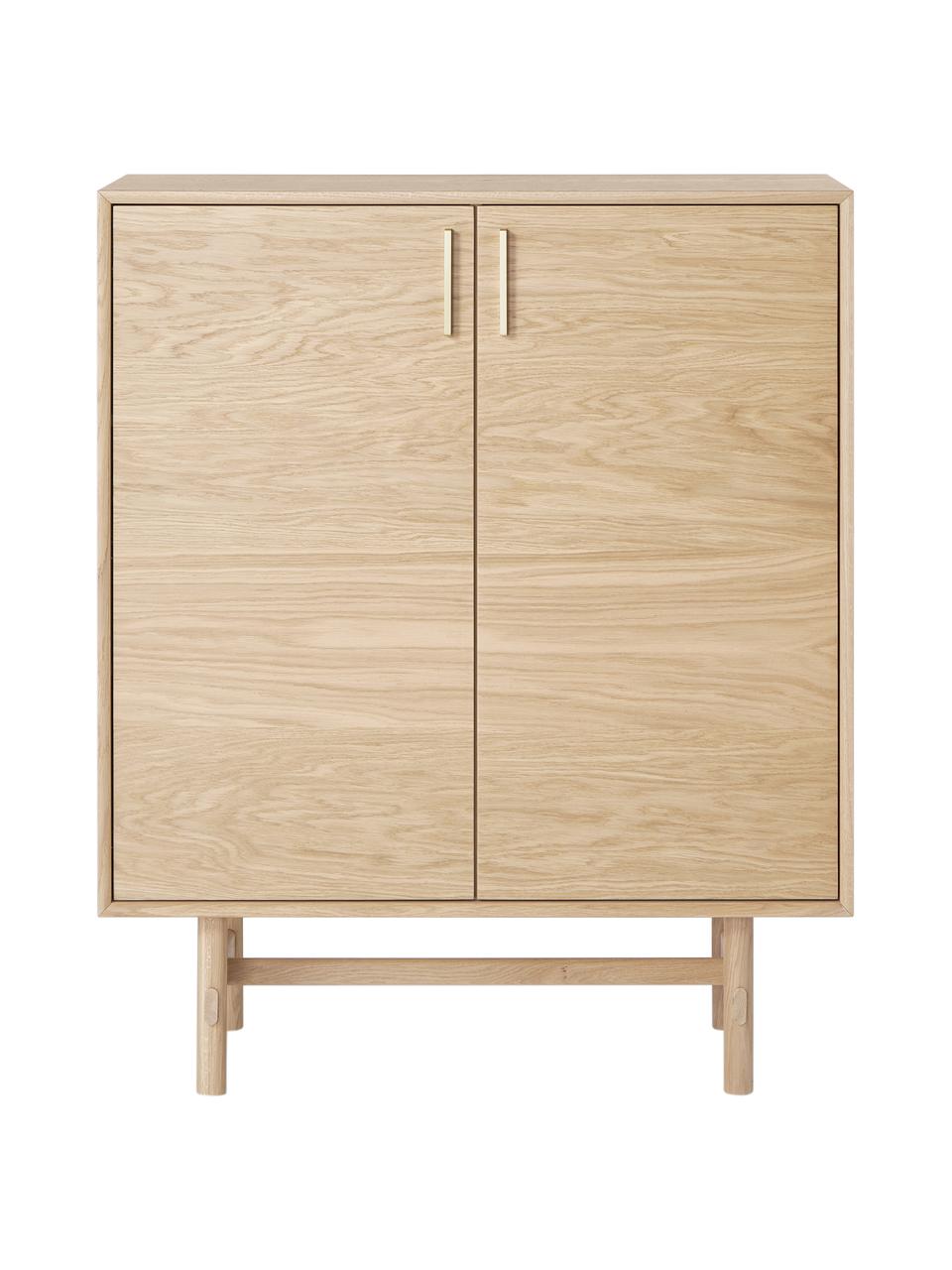 Rangement en bois de chêne avec portes Diana, Bois, larg. 100 x haut. 120 cm
