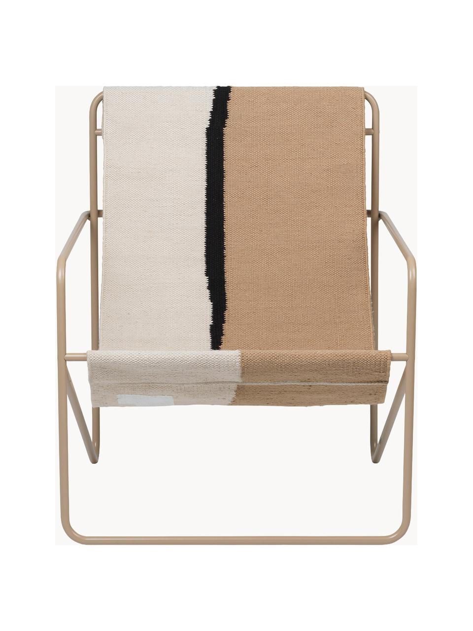 Fauteuil lounge Desert, Tissu blanc cassé, beige, noir, grège, larg. 63 x prof. 66 cm