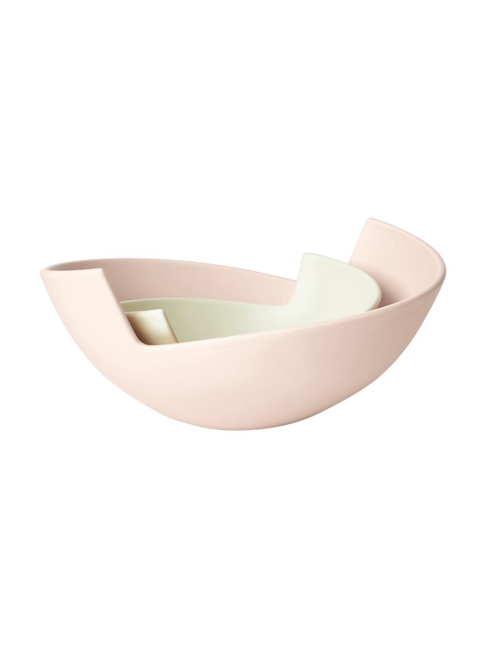 Deko-Schalen-Set Likya, 2-tlg., Steingut, Rosa, Beige, Set mit verschiedenen Größen