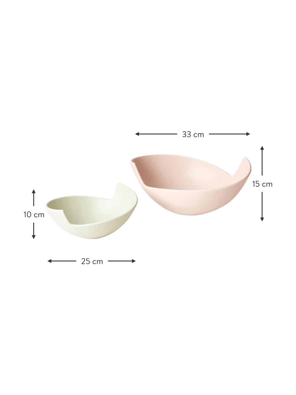 Ciotola decorativa Likya 2 pz, Gres, Rosa, beige, Set in varie misure