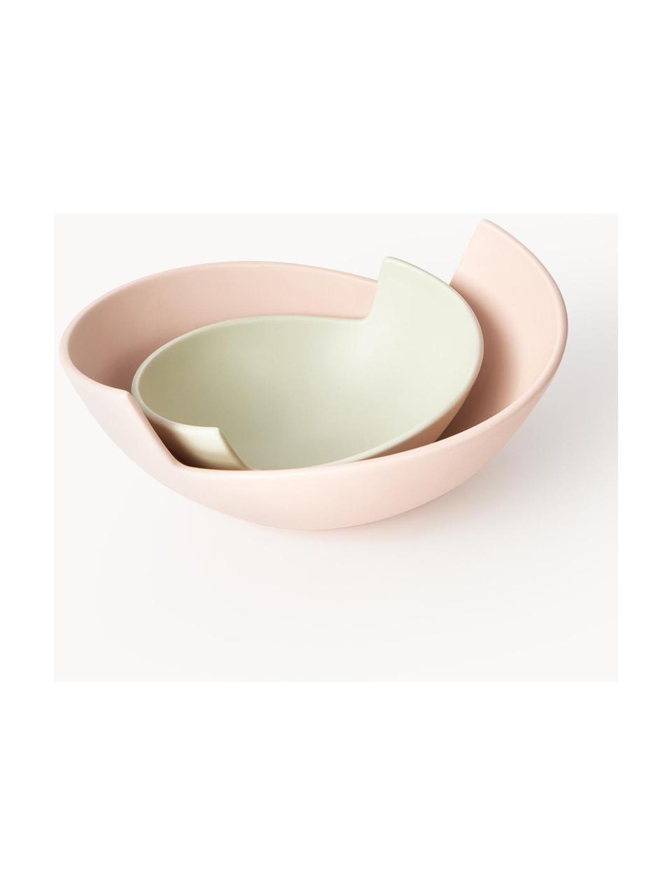 Deko-Schalen-Set Likya, 2-tlg., Steingut, Hellrosa, Hellbeige, Set mit verschiedenen Größen