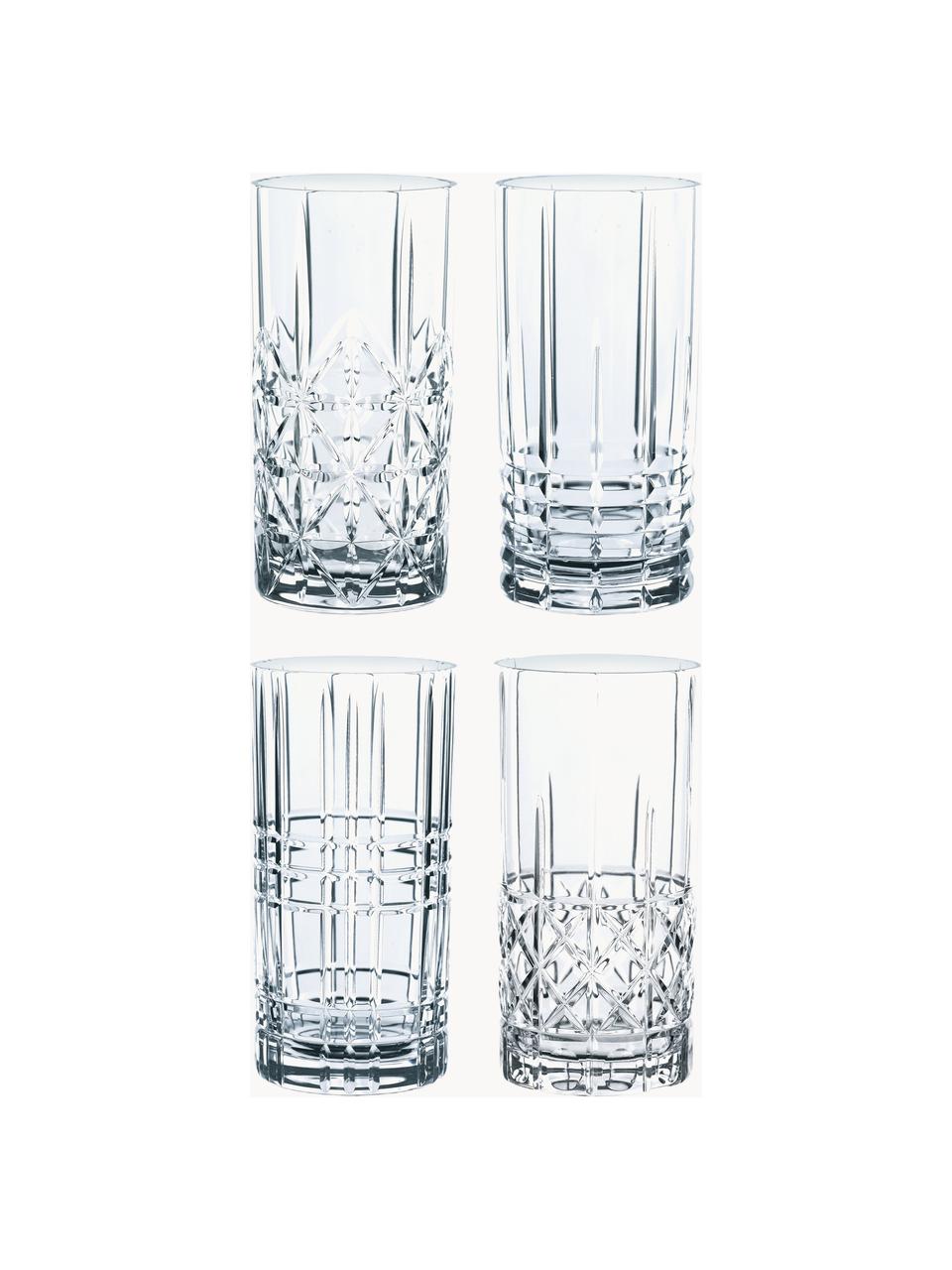 Kristall-Longdrinkgläser Highland, 4er-Set, Kristallglas, Transparent, Ø 8 x H 15 cm, 450 ml