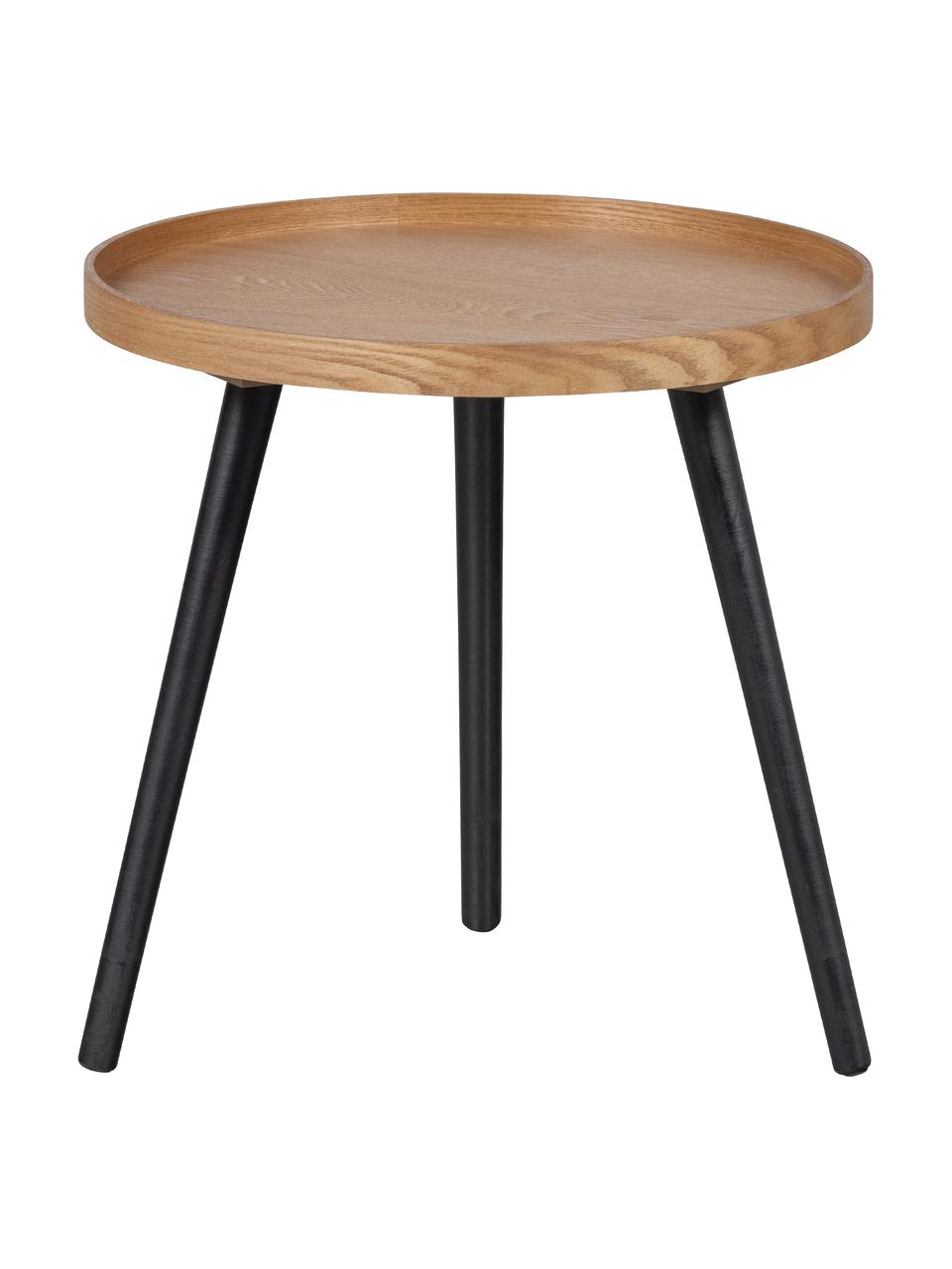 Table d'appoint ronde en bois Mesa, Bois clair, noir, Ø 45 x haut. 45 cm