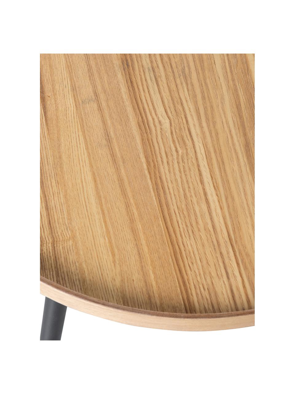 Kulatý dřevěný odkládací stolek Mesa, Světlé dřevo, černá, Ø 45 cm, V 45 cm