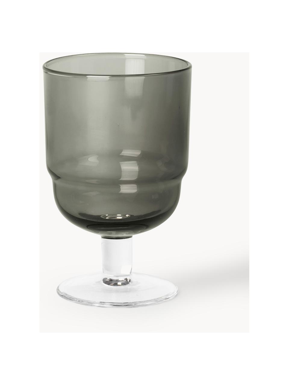 Mundgeblasene Weißweingläser Nordic Bistro, 4 Stück, Glas, mundgeblasen, Dunkelgrau, Transparent, Ø 7 x H 11 cm, 200 ml