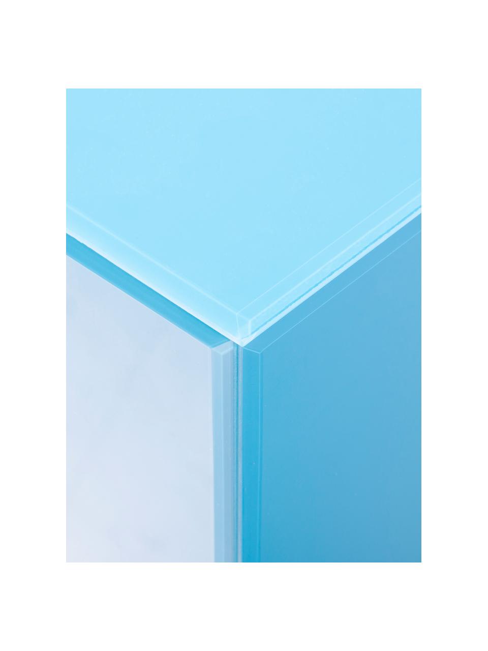 Glazen sierzuil Pillar in blauw, Frame: MDF, Blauw, B 28 x H 90 cm