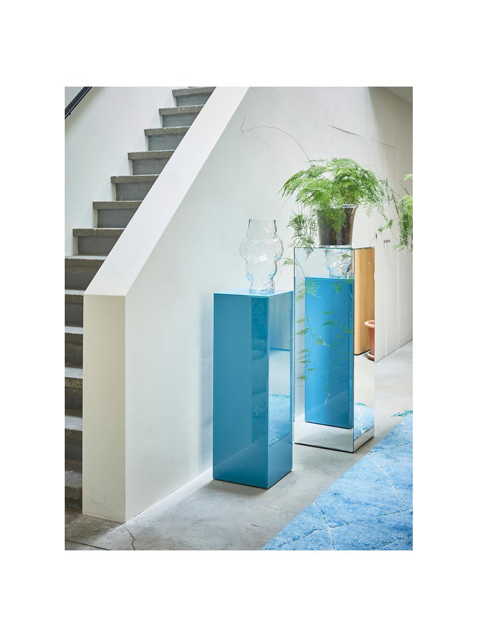 Colonna decorativa in vetro blu Pillar, Struttura: pannello di fibra a media, Blu, Larg. 28 x Alt. 90 cm