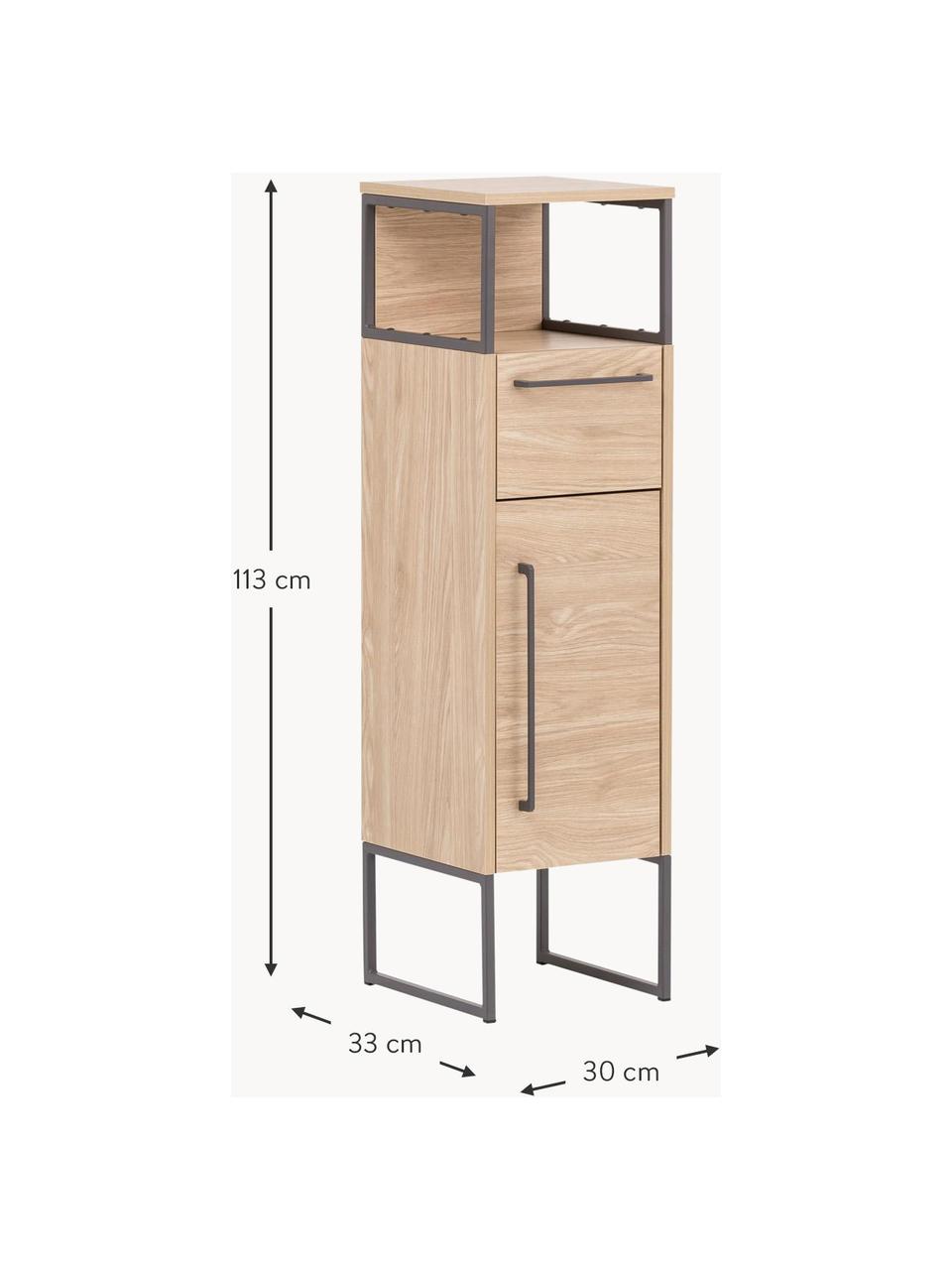 Bad-Midischrank Rosalie in Eichenholz-Optik, B 30 cm, Beige, Eichenholz-Optik, B 30 x H 113 cm