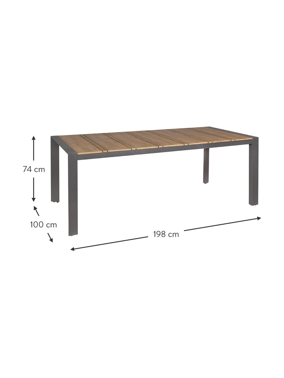 Stół ogrodowy Kubik, Blat: sklejka powlekana, Nogi: aluminium malowane proszk, Antracytowy, brązowy, S 198 x G 100 cm