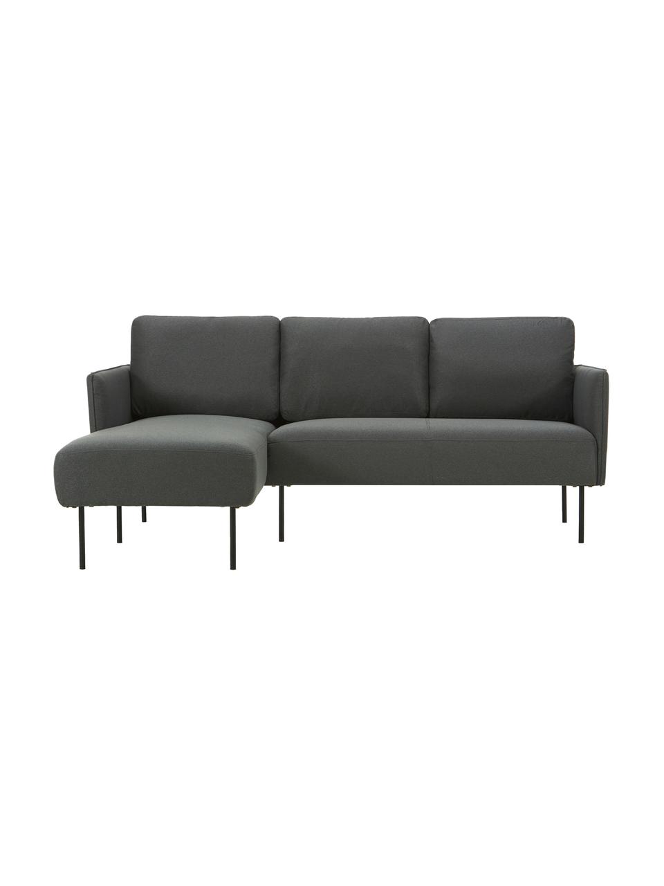 Ecksofa Ramira in Anthrazit mit Metall-Füßen, Bezug: Polyester 20.000 Scheuert, Gestell: Massives Kiefernholz, Spe, Füße: Metall, pulverbeschichtet, Webstoff Anthrazit, 192 x 79 cm