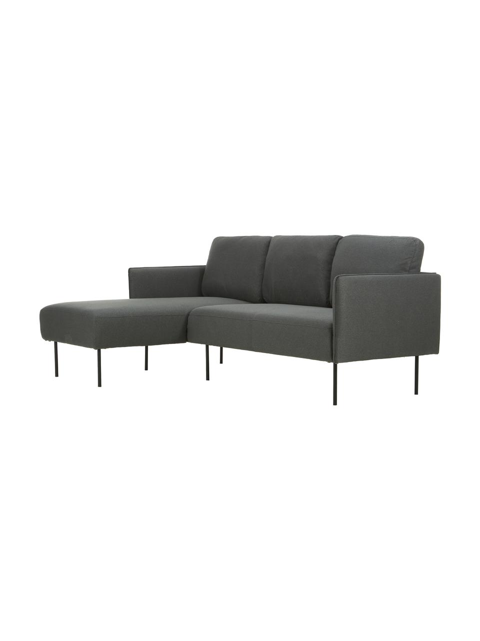 Ecksofa Ramira in Anthrazit mit Metall-Füßen, Bezug: Polyester 20.000 Scheuert, Gestell: Massives Kiefernholz, Spe, Füße: Metall, pulverbeschichtet, Webstoff Anthrazit, 192 x 79 cm