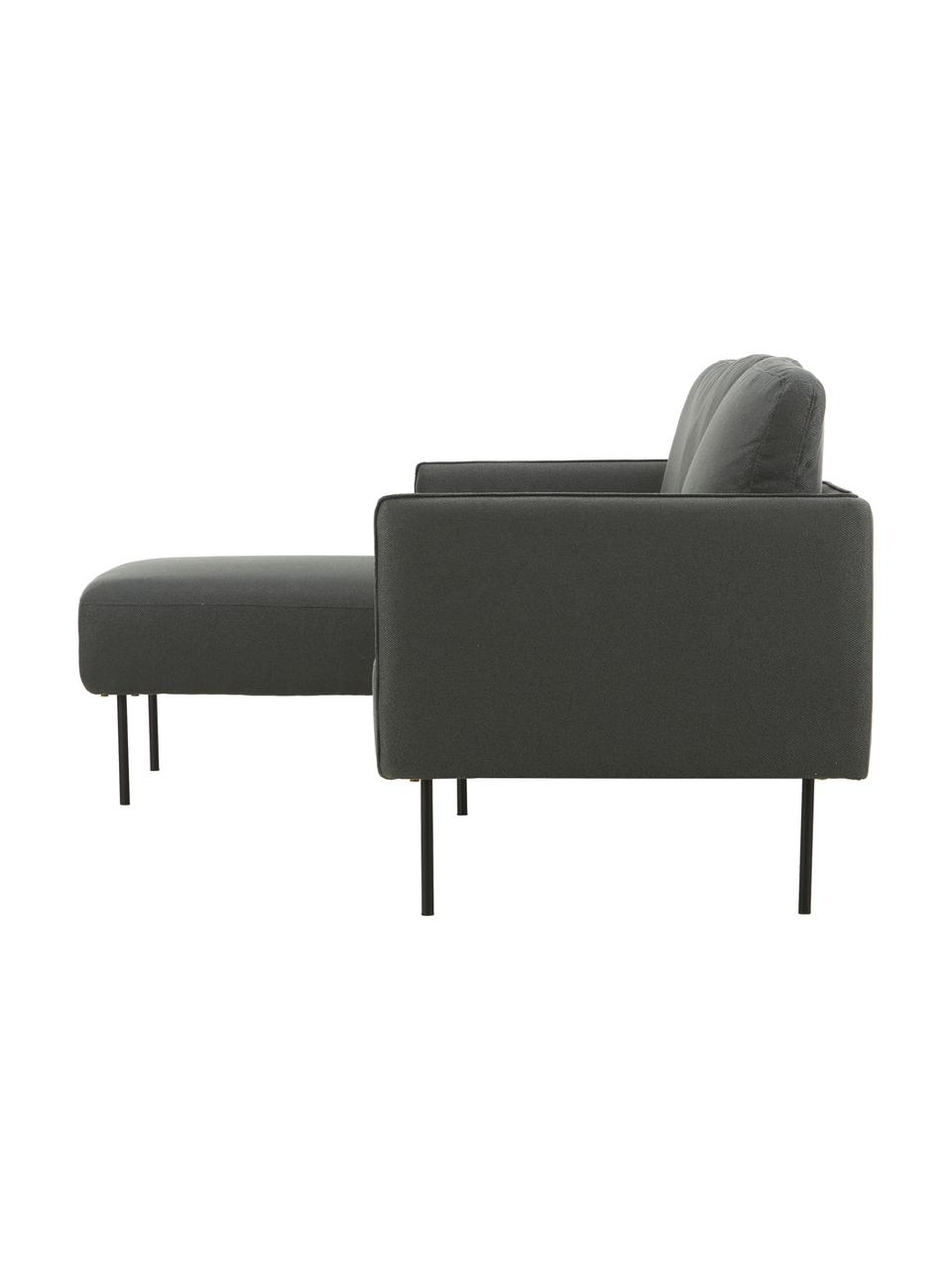 Sofa narożna z metalowymi nogami Ramira, Tapicerka: poliester Dzięki tkaninie, Nogi: metal malowany proszkowo, Antracytowy, S 192 x G 139 cm