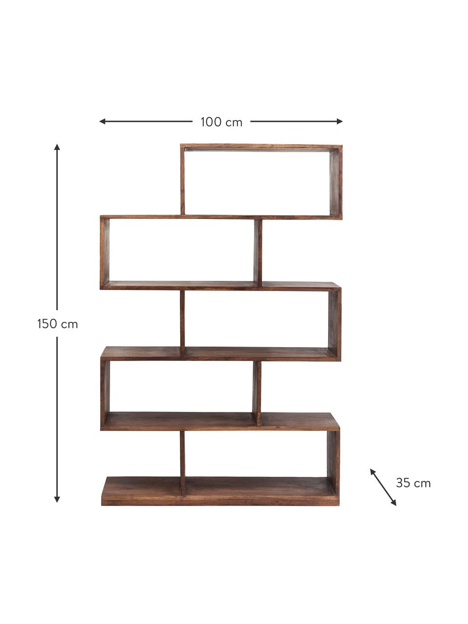 Estantería de madera de acacia Authentico Zick Zack, Madera maciza de acacia, Madera de acacia pintada, An 100 x Al 150 cm