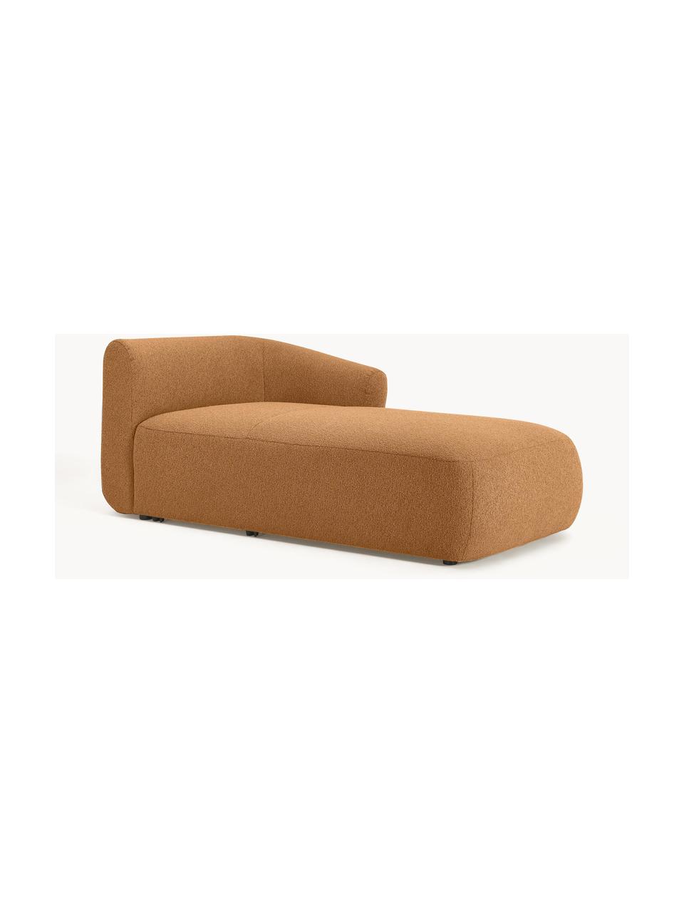 Modulo angolare in tessuto bouclé Sofia, Rivestimento: bouclé (100% poliestere) , Struttura: legno di abete rosso, tru, Piedini: plastica Questo prodotto , Bouclé marrone chiaro, Larg. 185 x Prof. 92 cm, chaise longue a destra