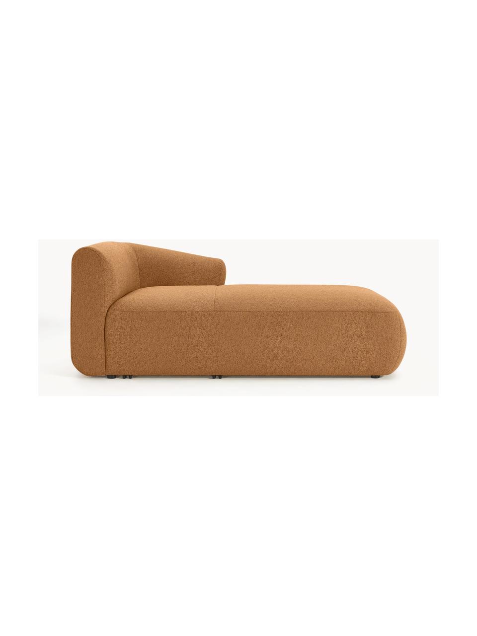 Chaise longue hoekmodule Sofia uit bouclé, Bekleding: bouclé (100% polyester) M, Frame: sparrenhout, spaanplaat, , Poten: kunststof Dit product is , Bouclé lichtbruin, B 185 x D 92 cm, hoekdeel rechts