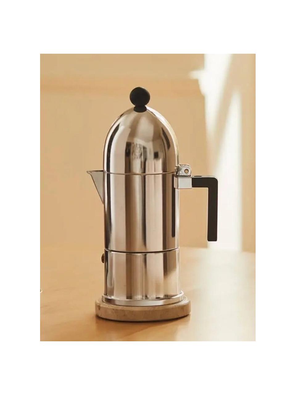 Espressokocher La cupola, verschiedene Grössen, Aluminium, Kunststoff, Silberfarben, Schwarz, Ø 9 x H 22 cm, für drei Tassen