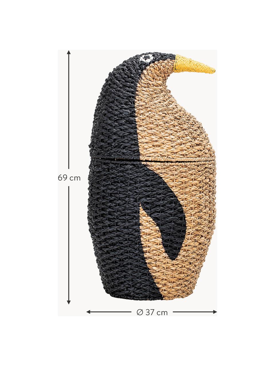 Panier de rangement pingouin Nena, Herbe Bankuan, Noir, beige, jaune, Ø 37 cm
