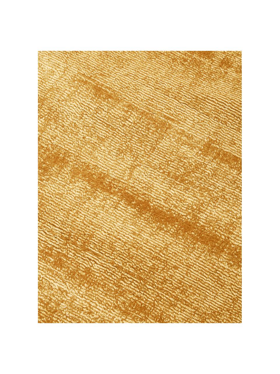 Handgeweven viscose vloerkleed Jane, Onderzijde: 100% katoen, Zonnengeel, B 200 x L 300 cm (maat L)