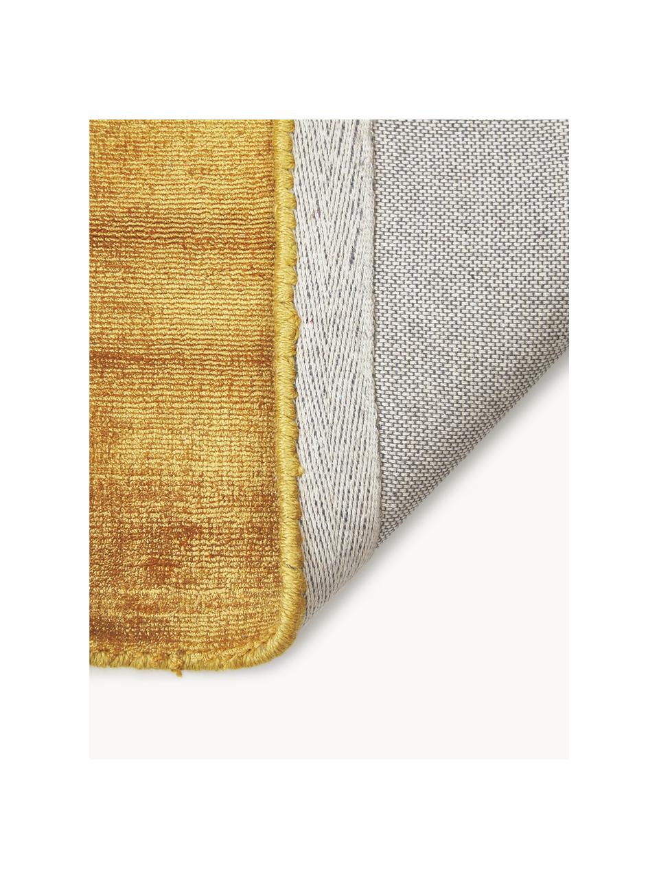 Alfombra artesanal de viscosa Jane, Parte superior: 100% viscosa, Reverso: 100% algodón, Amarillo sol, An 200 x L 300 cm (Tamaño L)