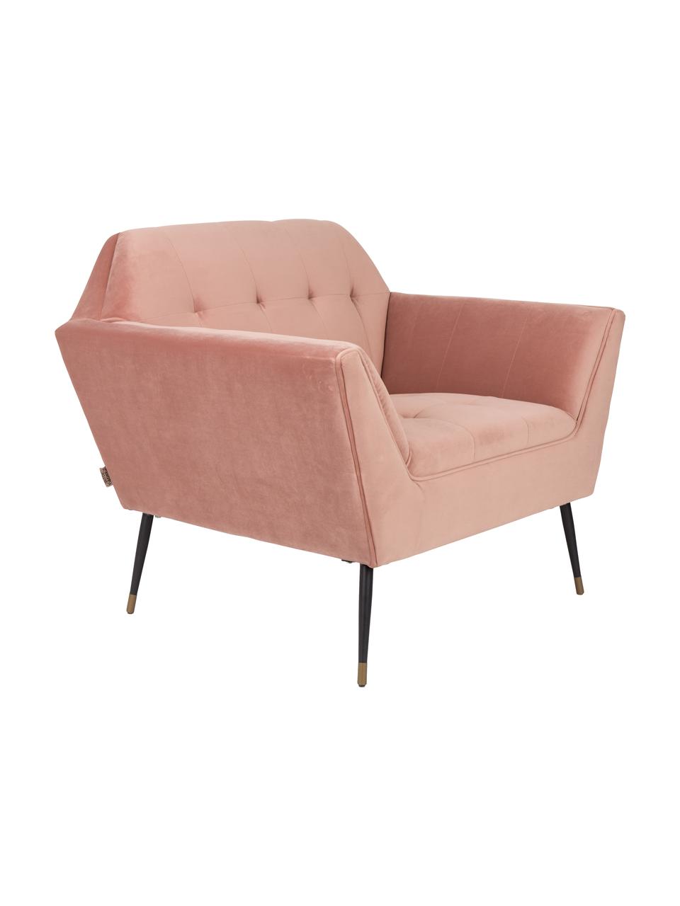 Fauteuil en velours vieux rose Kate, Velours vieux rose