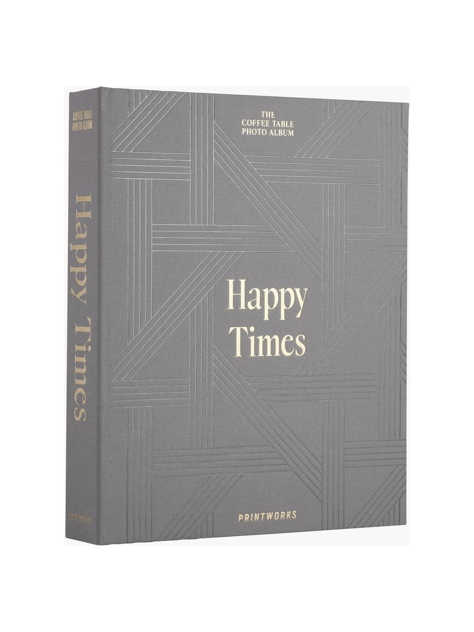 Fotoalbum Happy Times, Bezug: Baumwollstoff, Graupappe, Grau, Goldfarben, B 33 x H 27 cm