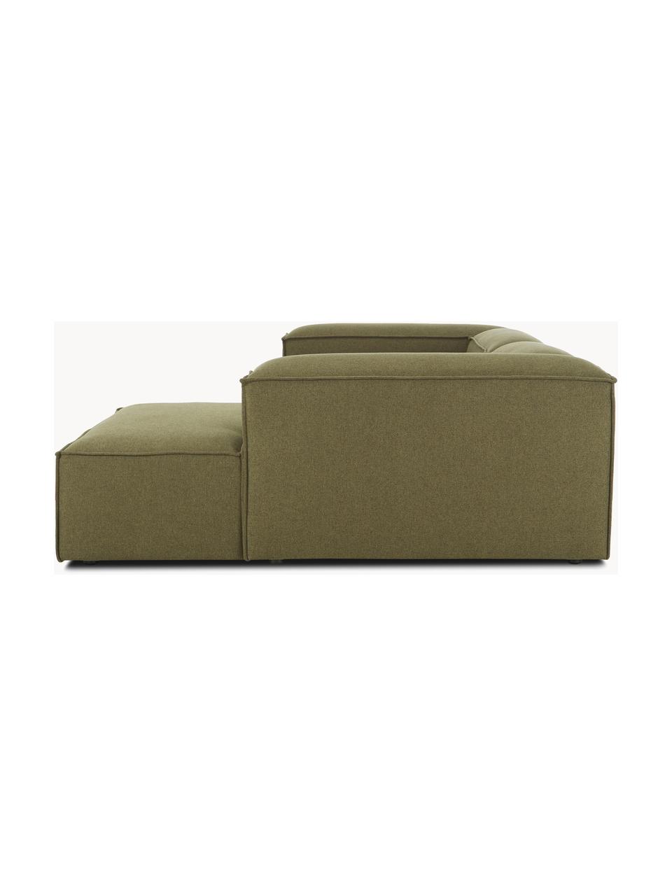 Sofá rinconera modular Lennon, Tapizado: 100% poliéster Alta resis, Estructura: madera contrachapada de p, Patas: plástico Este producto es, Tejido verde oliva, An 238 x F 180 cm, chaise longue derecha