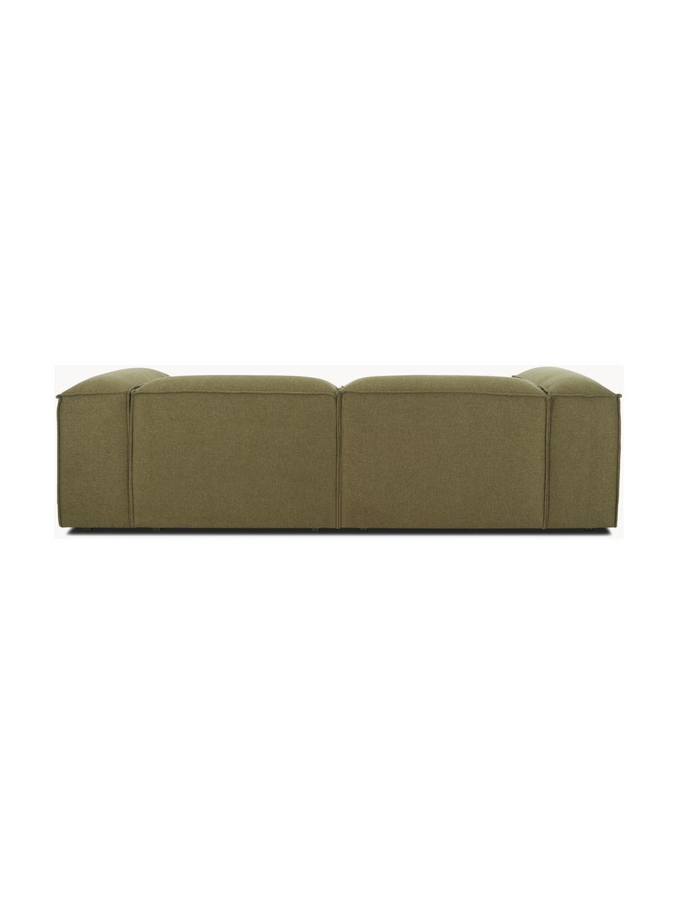 Modulares Ecksofa Lennon, Bezug: 100 % Polyester Der strap, Gestell: Massives Kiefernholz, Spe, Webstoff Olivgrün, B 238 x T 180 cm, Eckteil rechts