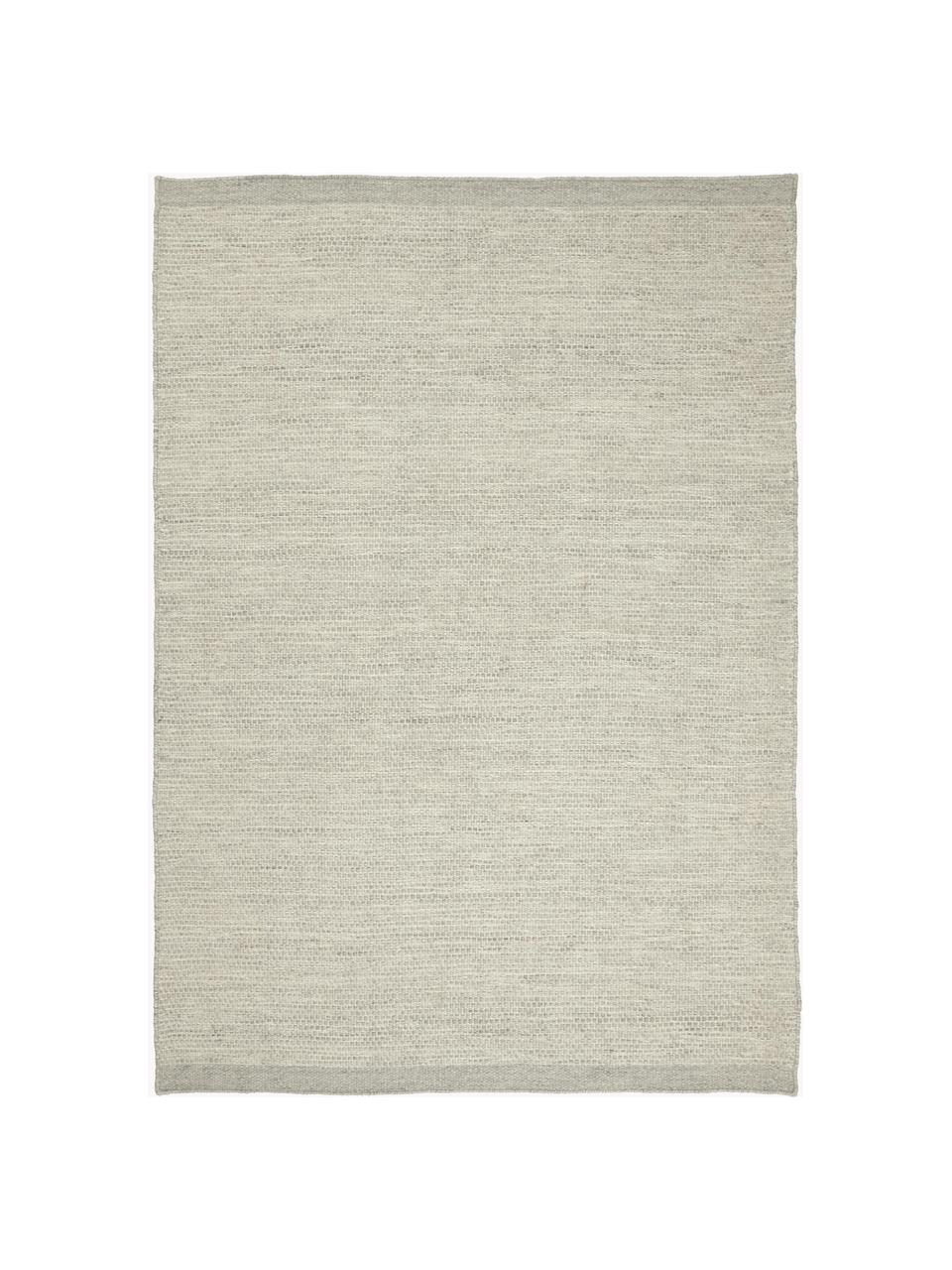 Handgewebter Wollteppich Asko, meliert, Flor: 90 % Wolle, 10 % Baumwoll, Hellgrau, B 70 x L 140 cm (Grösse XS)