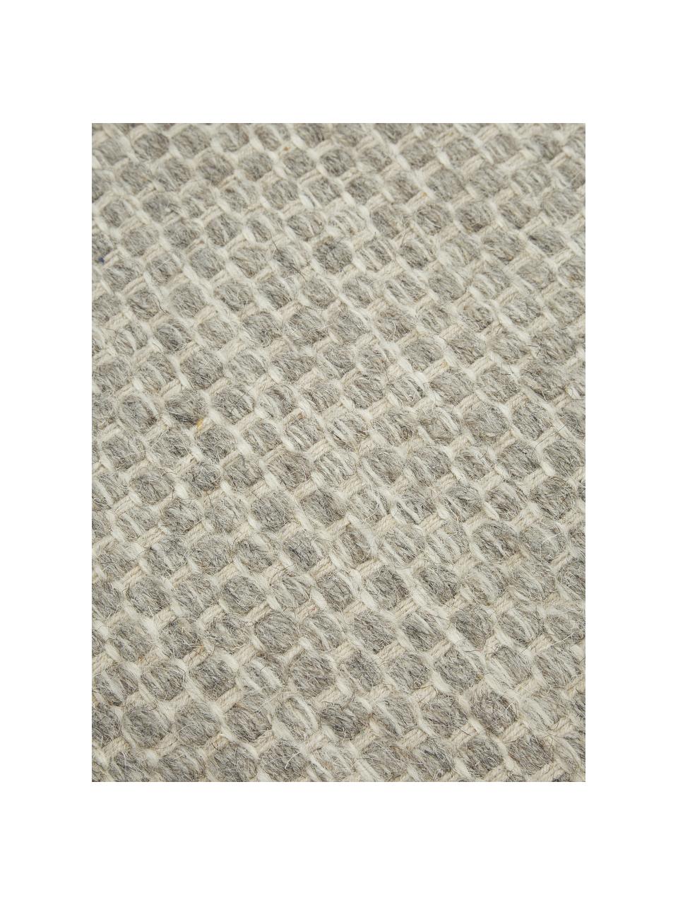 Handgewebter Wollteppich Asko, meliert, Flor: 90 % Wolle, 10 % Baumwoll, Hellgrau, B 70 x L 140 cm (Größe XS)