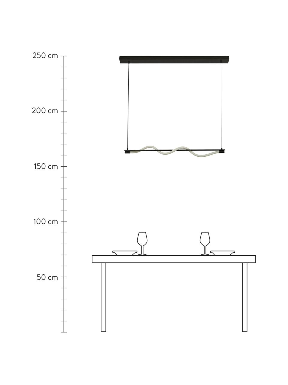 Grote LED hanglamp Serpent in zwart, Lampenkap: silicone, Baldakijn: gecoat metaal, Zwart, wit, B 100 x H 122 cm