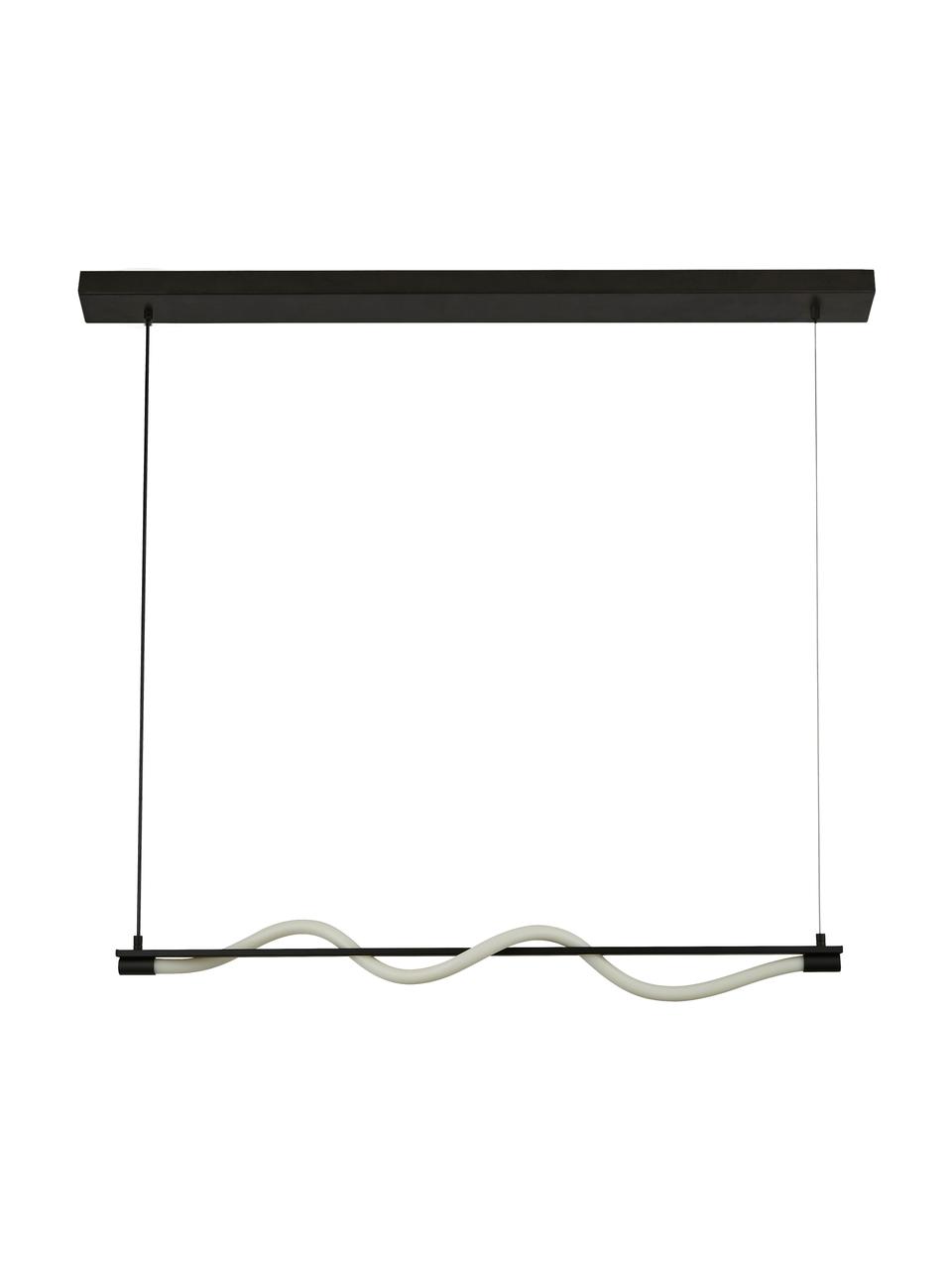 Grote LED hanglamp Serpent in zwart, Lampenkap: silicone, Baldakijn: gecoat metaal, Zwart, wit, B 100 x H 122 cm