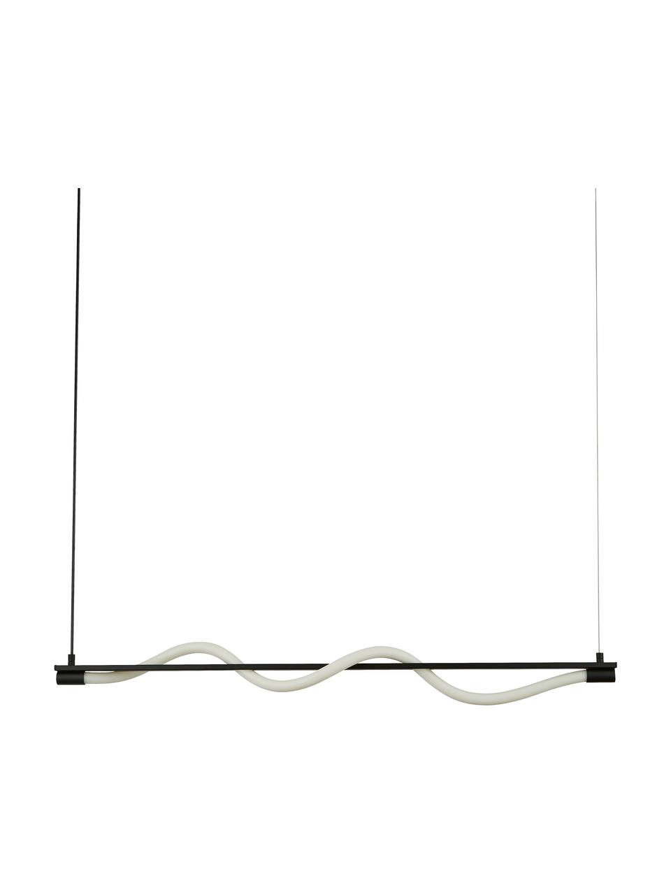 Lampada grande a sospensione a LED nera Serpent, Paralume: silicone, Struttura: metallo rivestito, Baldacchino: metallo rivestito, Nero, bianco, Larg. 100 x Alt. 122 cm